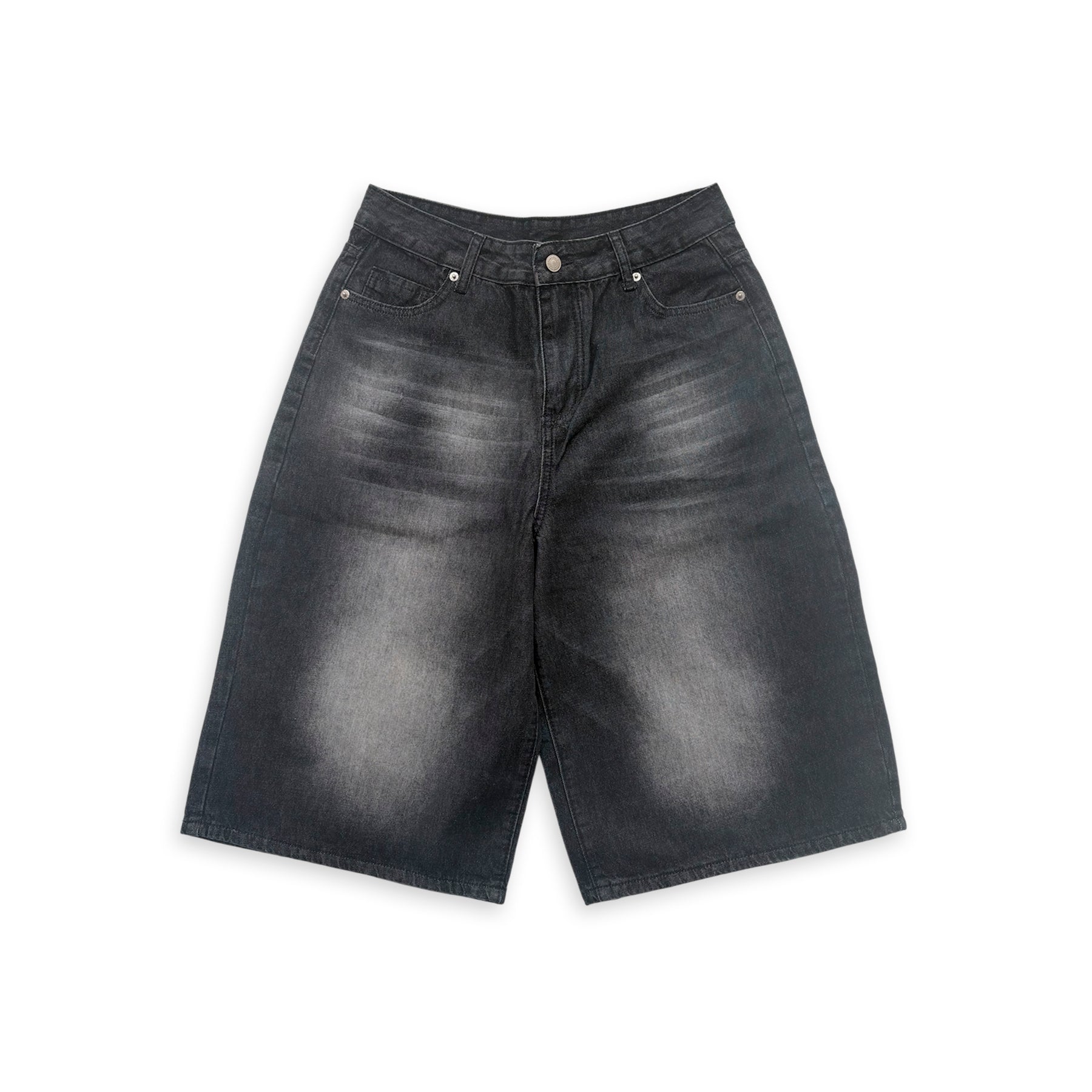WIDE LEG DENIM SHORTS (BLACK) – NERIAME