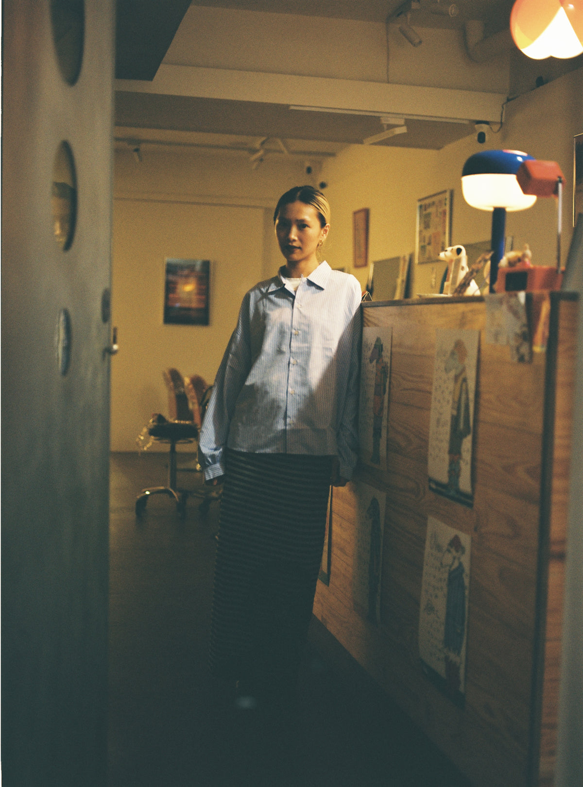 2-WAY COLLAR SHIRT (STRIPE)