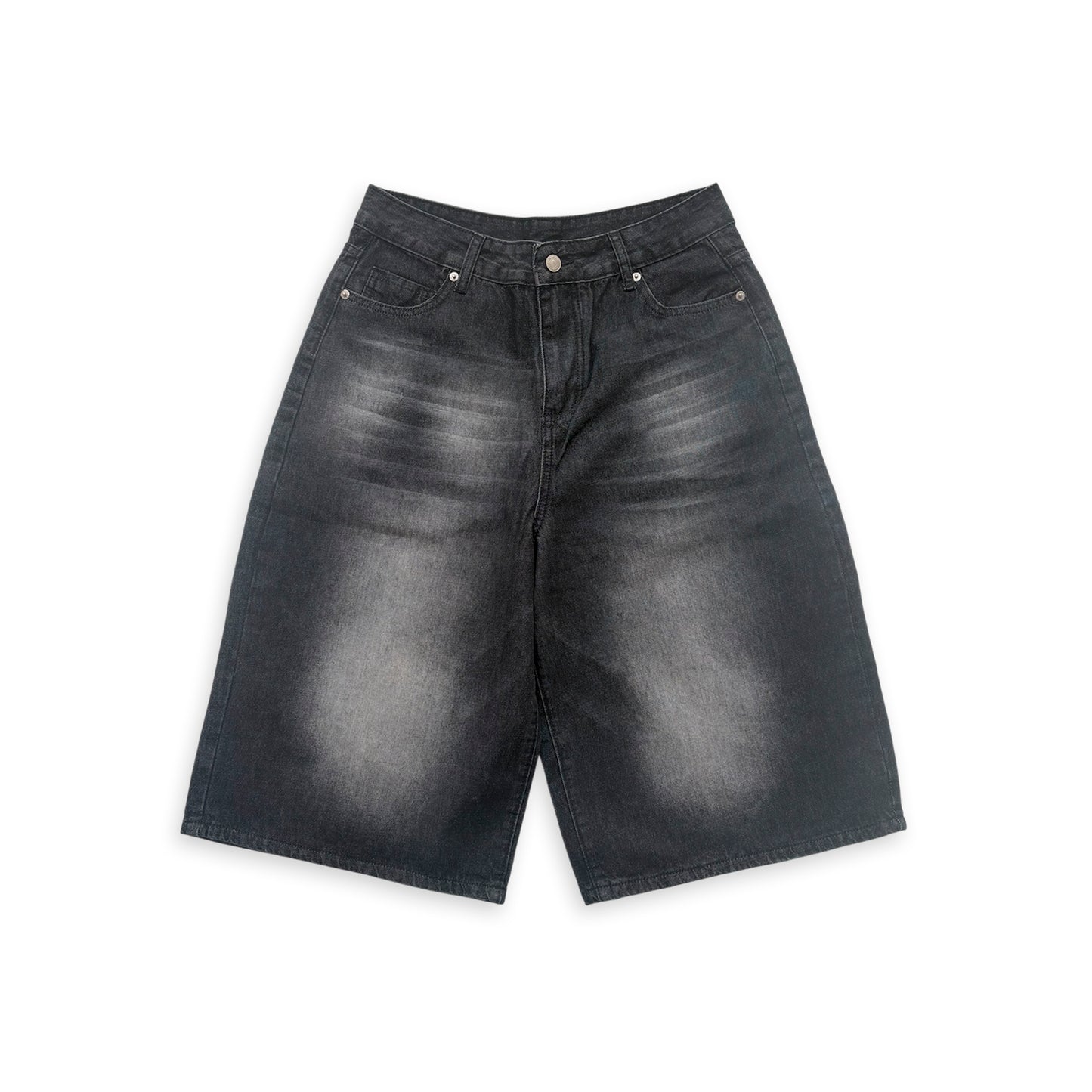 WIDE LEG DENIM SHORTS (BLACK)
