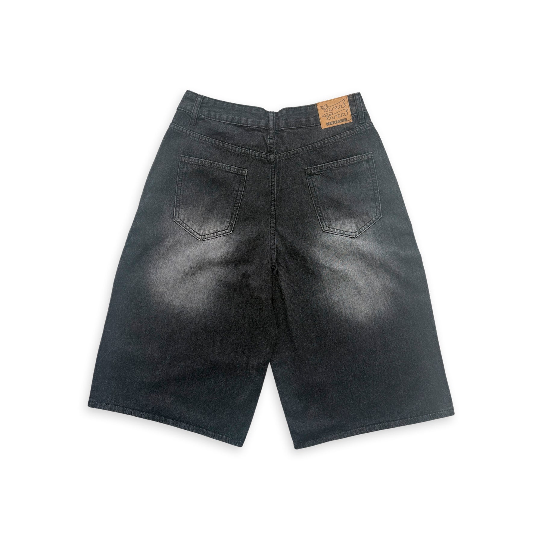 WIDE LEG DENIM SHORTS (BLACK) – NERIAME