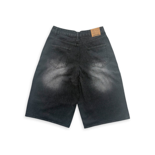 WIDE LEG DENIM SHORTS (BLACK)
